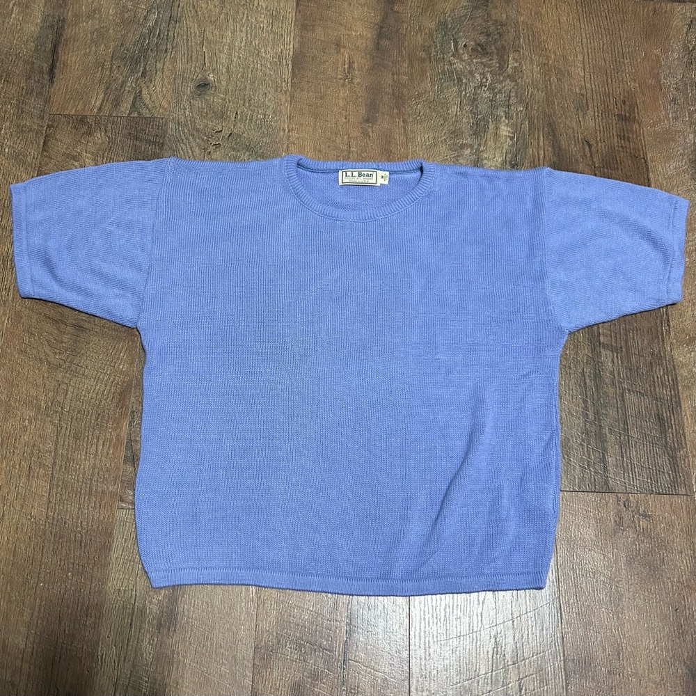 Vintage LL-Bean Knitted Cropped Sweater Women’s Medium Blue
